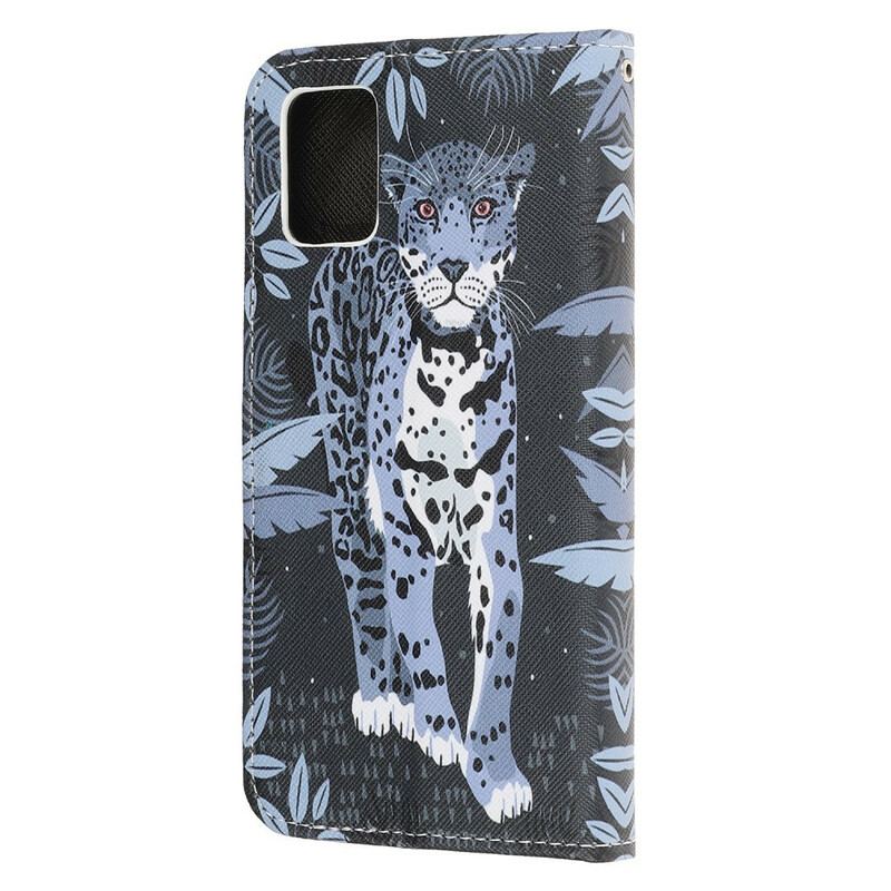 Læder Cover Samsung Galaxy A41 Med Snor Strappy Leopard