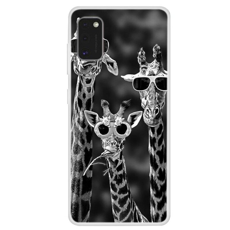 Mobilcover Samsung Galaxy A41 Giraffer Med Briller