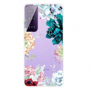 Cover Samsung Galaxy S21 5G Akvarel Blomster