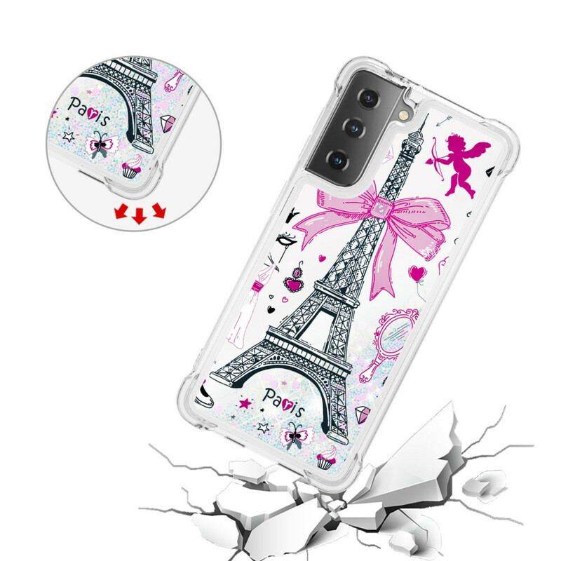 Cover Samsung Galaxy S21 5G Eiffeltårnets Pailletter