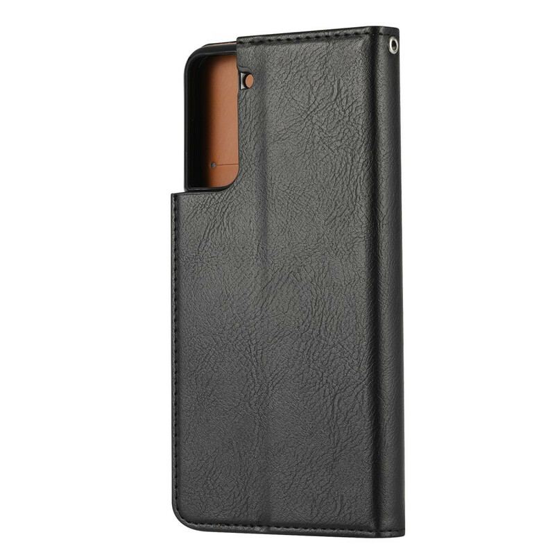 Cover Samsung Galaxy S21 5G Flip Cover Kortholder I Imiteret Læder