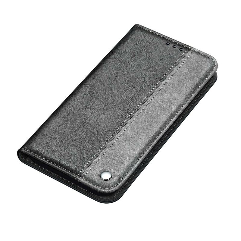 Cover Samsung Galaxy S21 5G Flip Cover Tofarvet Lædereffekt