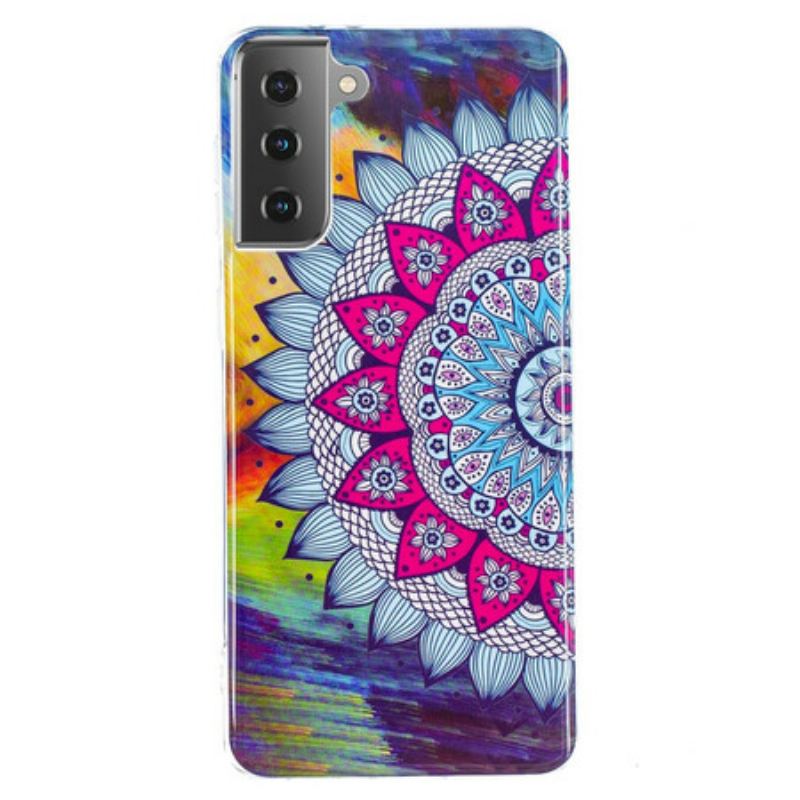 Cover Samsung Galaxy S21 5G Fluorescerende Farverig Mandala