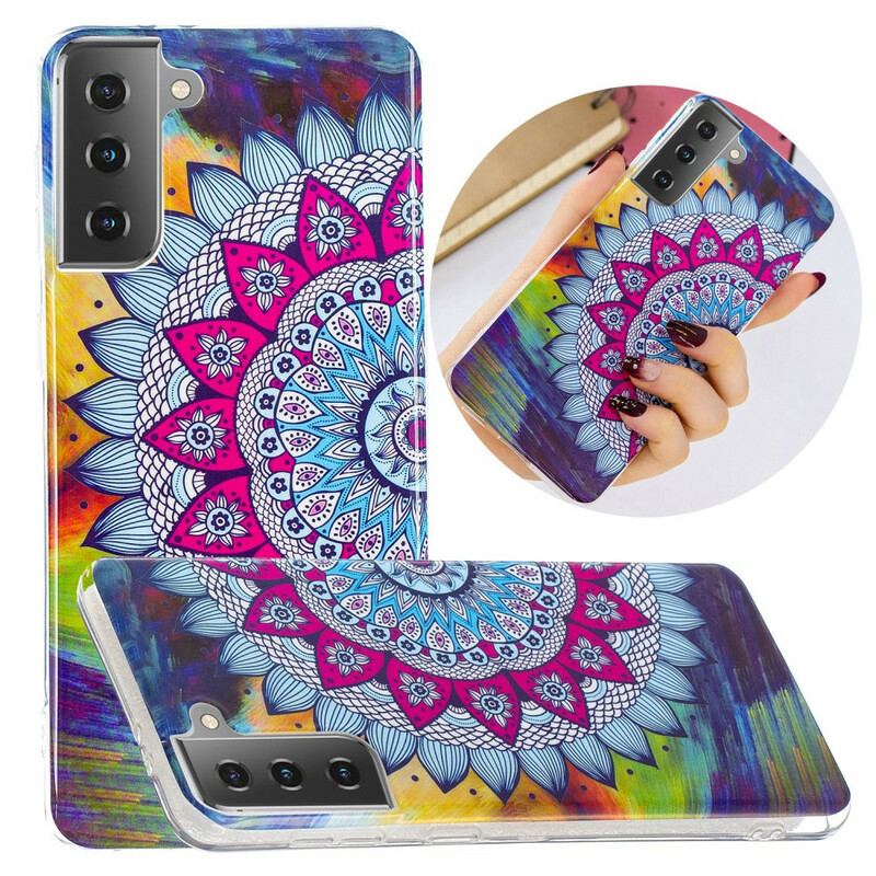 Cover Samsung Galaxy S21 5G Fluorescerende Farverig Mandala