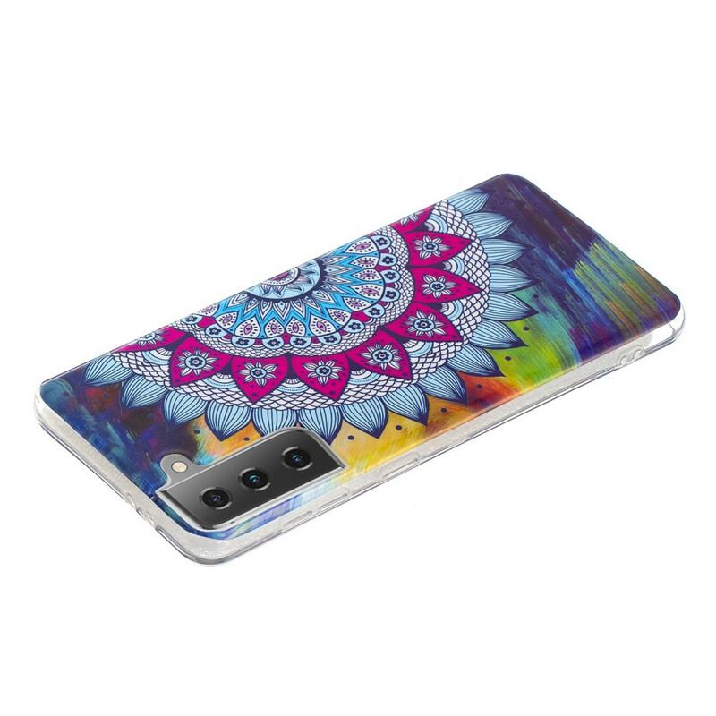 Cover Samsung Galaxy S21 5G Fluorescerende Farverig Mandala