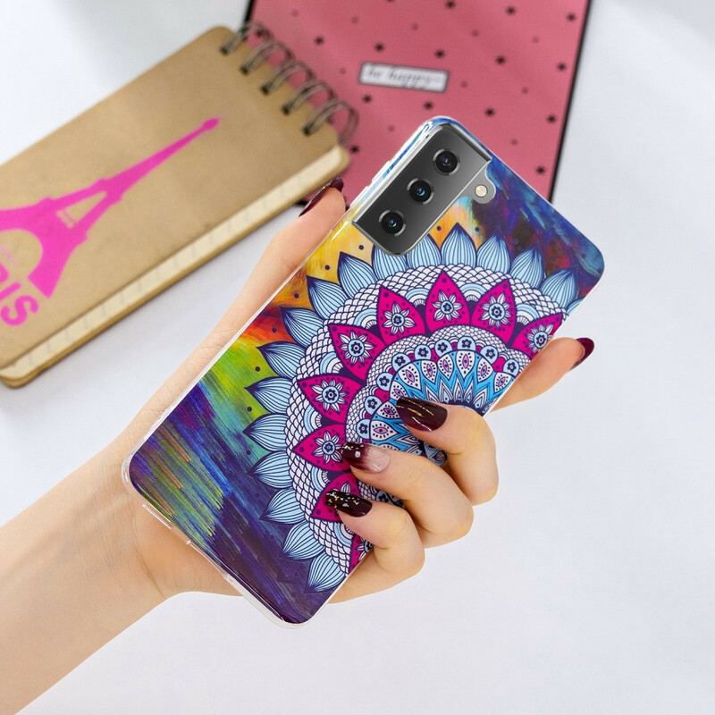 Cover Samsung Galaxy S21 5G Fluorescerende Farverig Mandala