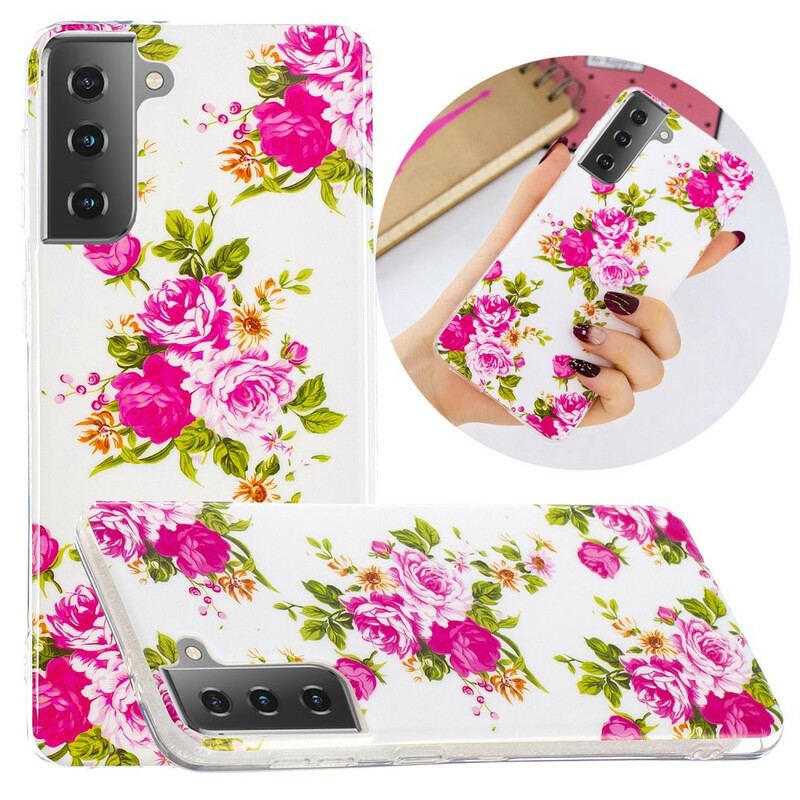 Cover Samsung Galaxy S21 5G Fluorescerende Liberty-blomster