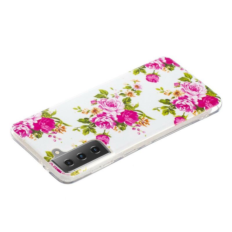 Cover Samsung Galaxy S21 5G Fluorescerende Liberty-blomster