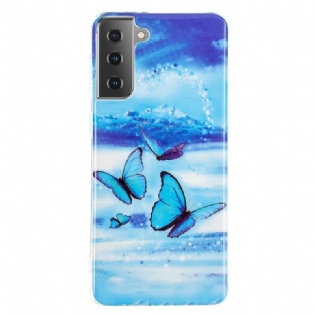 Cover Samsung Galaxy S21 5G Fluorescerende Sommerfugle-serien