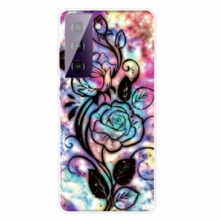 Cover Samsung Galaxy S21 5G Grafisk Blomst