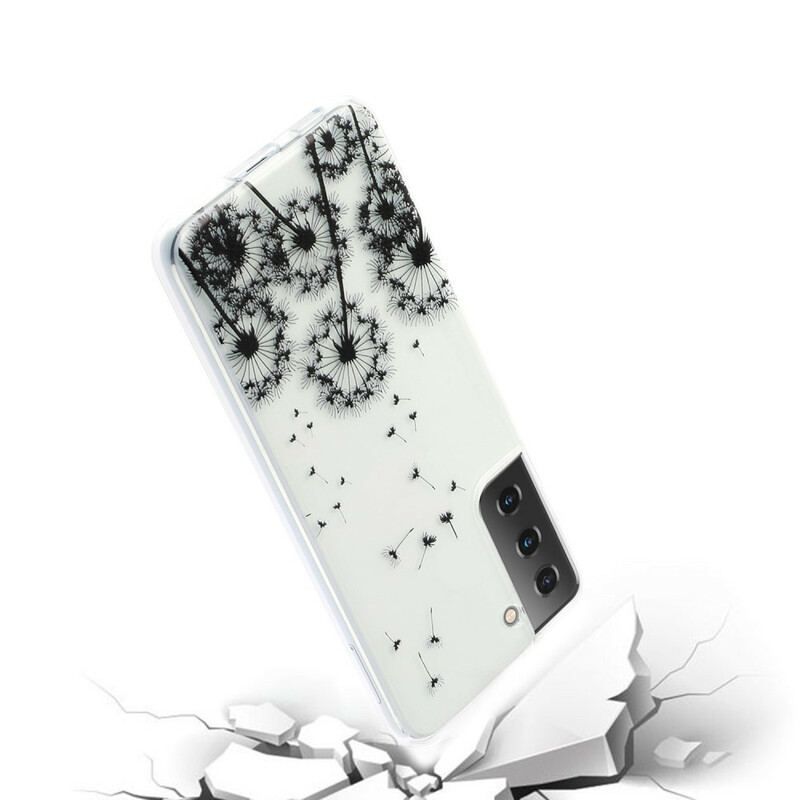 Cover Samsung Galaxy S21 5G Sømløse Sorte Mælkebøtter