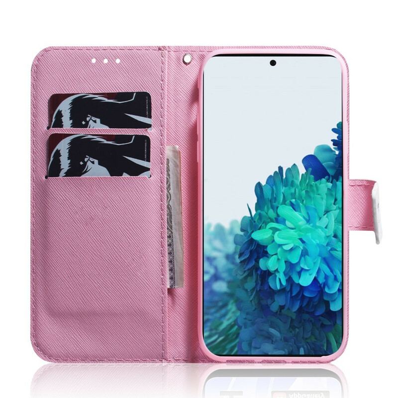 Flip Cover Samsung Galaxy S21 5G Blomst Støvet Pink