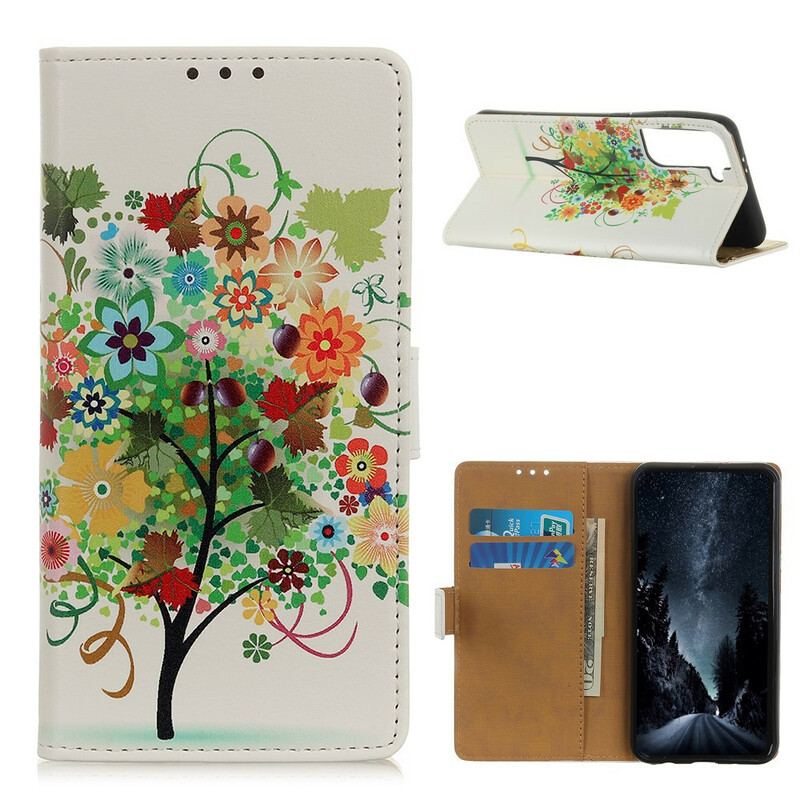 Flip Cover Samsung Galaxy S21 5G Blomstrende Træ