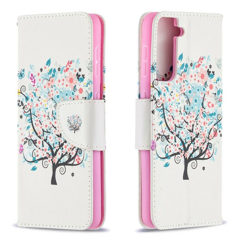 Flip Cover Samsung Galaxy S21 5G Blomstret Træ