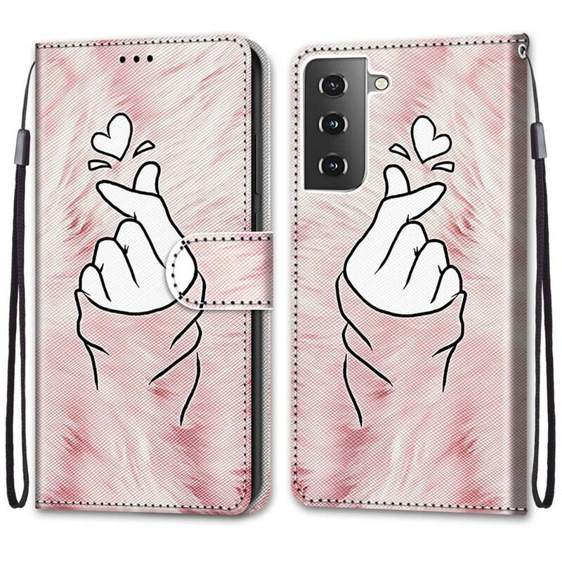 Flip Cover Samsung Galaxy S21 5G Finger Hjerte