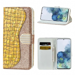 Flip Cover Samsung Galaxy S21 5G Krokodille Diamanter