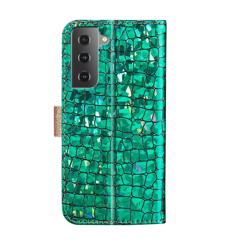 Flip Cover Samsung Galaxy S21 5G Krokodille Diamanter
