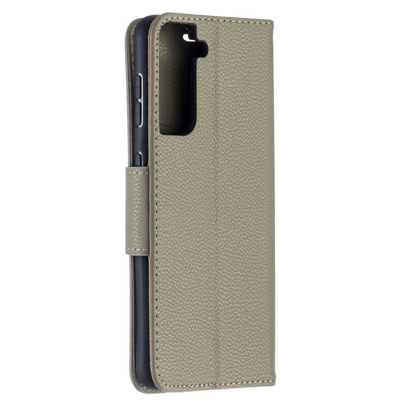 Flip Cover Samsung Galaxy S21 5G Læder Cover Litchi Rabat Oblique