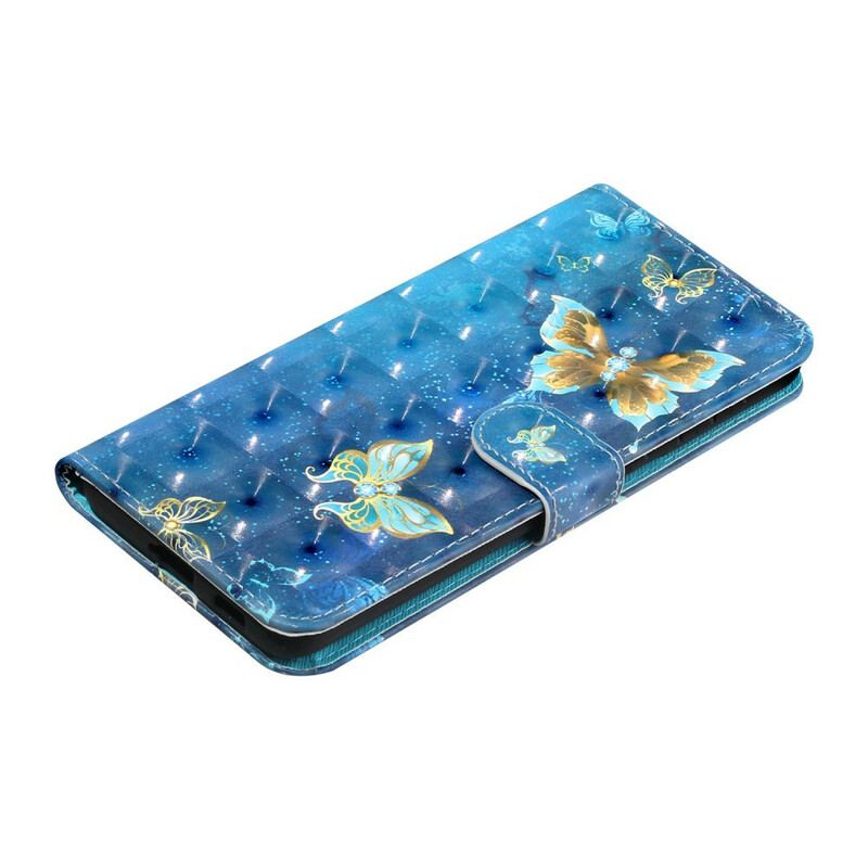 Flip Cover Samsung Galaxy S21 5G Lette Pletsommerfugle Med Snor