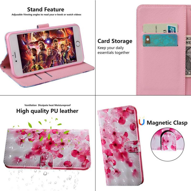 Flip Cover Samsung Galaxy S21 5G Lyserøde Blomster