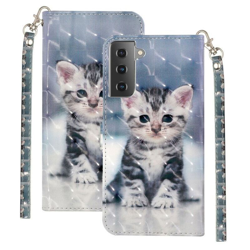 Flip Cover Samsung Galaxy S21 5G Med Snor Kitten Light Spots Med Rem