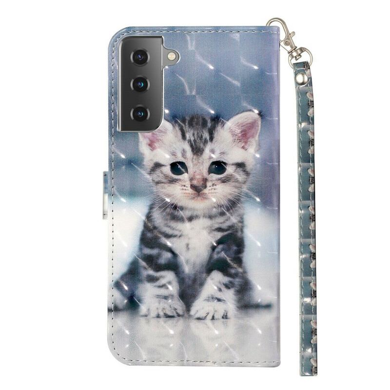 Flip Cover Samsung Galaxy S21 5G Med Snor Kitten Light Spots Med Rem