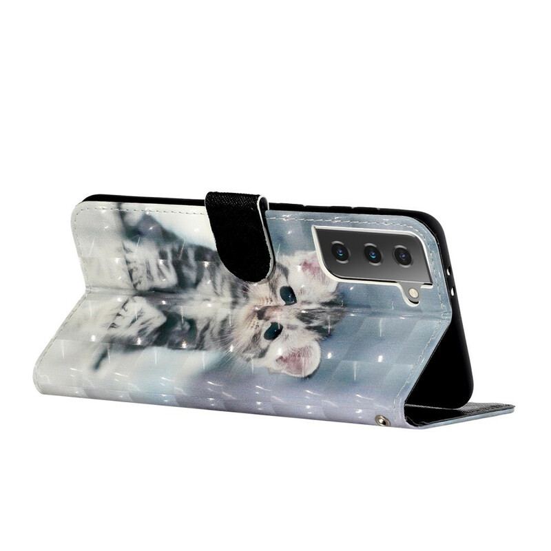 Flip Cover Samsung Galaxy S21 5G Med Snor Kitten Light Spots Med Rem