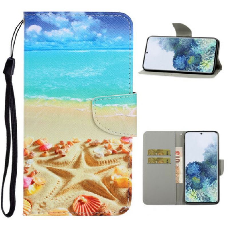 Flip Cover Samsung Galaxy S21 5G Med Snor Lanyard Beach
