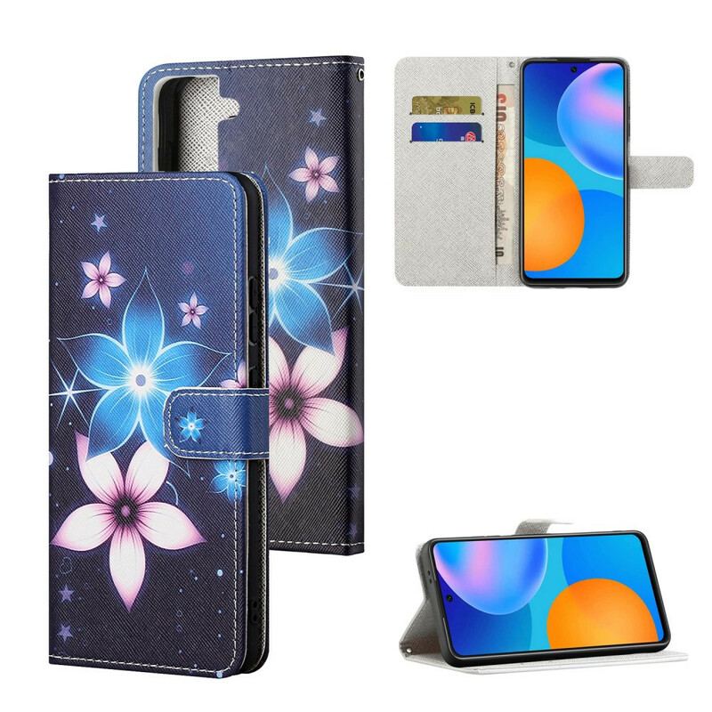 Flip Cover Samsung Galaxy S21 5G Med Snor Lunar Strap Blomster