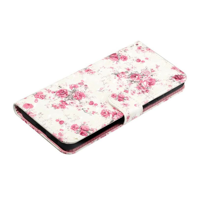 Flip Cover Samsung Galaxy S21 5G Med Snor Strap Light Spot Flowers