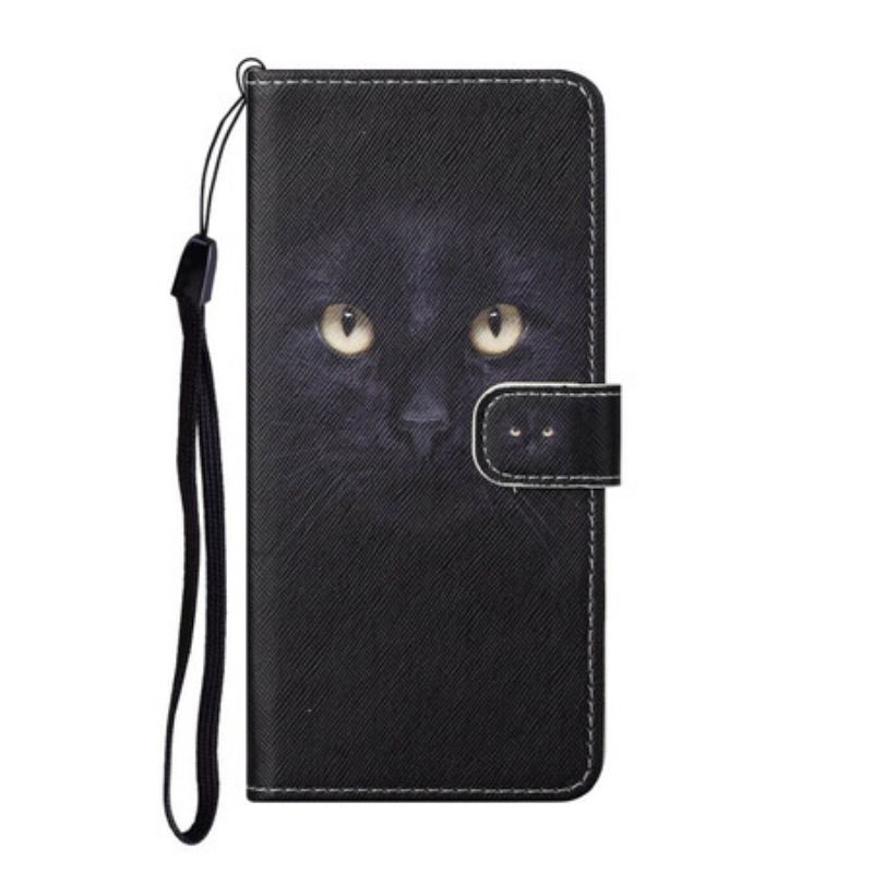 Flip Cover Samsung Galaxy S21 5G Med Snor Strappy Black Cat Eyes