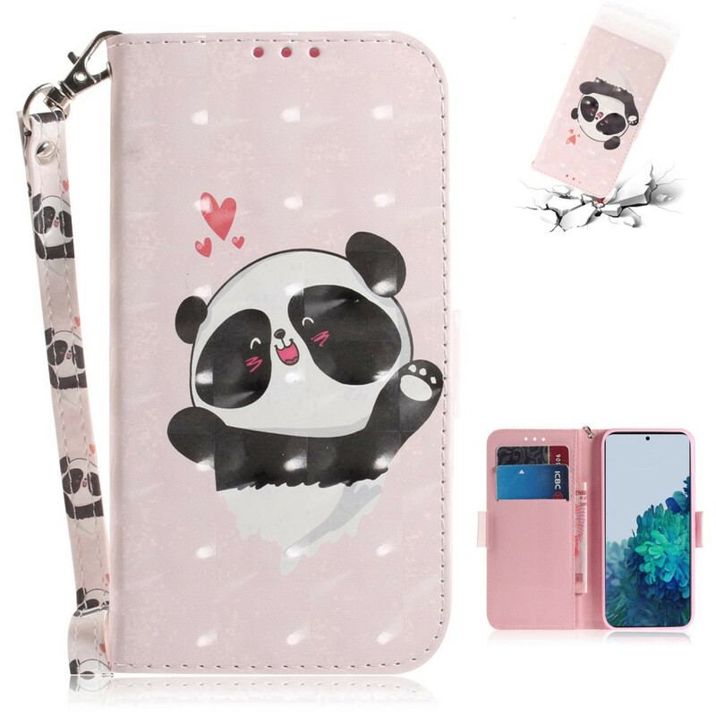 Flip Cover Samsung Galaxy S21 5G Med Snor Strappy Panda