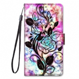 Flip Cover Samsung Galaxy S21 5G Neon Blomster