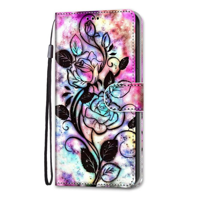 Flip Cover Samsung Galaxy S21 5G Neon Blomster