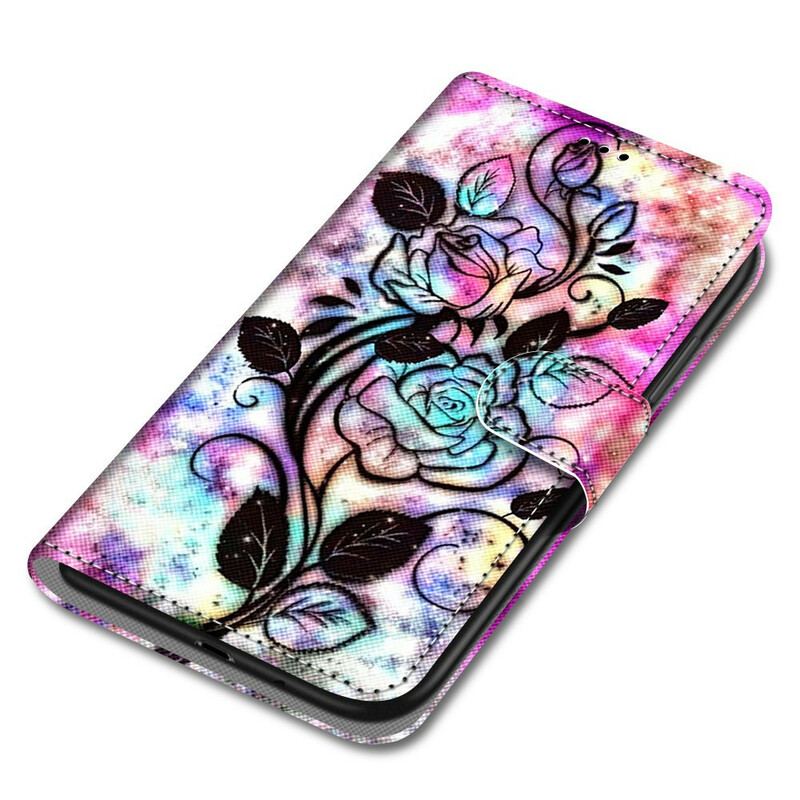 Flip Cover Samsung Galaxy S21 5G Neon Blomster