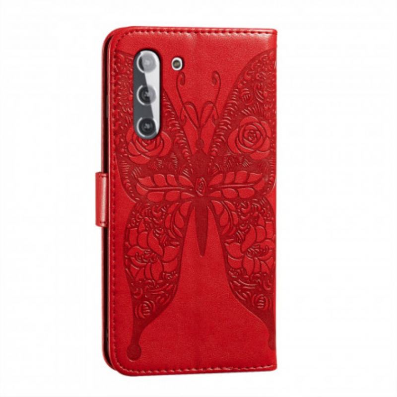 Flip Cover Samsung Galaxy S21 5G Sommerfugleblomst Mønster