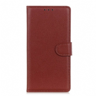 Flip Cover Samsung Galaxy S21 5G Traditionelt Litchi Imiteret Læder