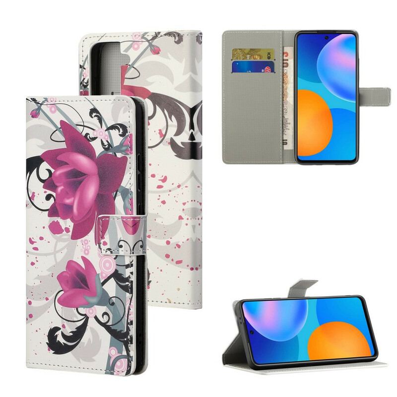 Flip Cover Samsung Galaxy S21 5G Tropiske Blomster