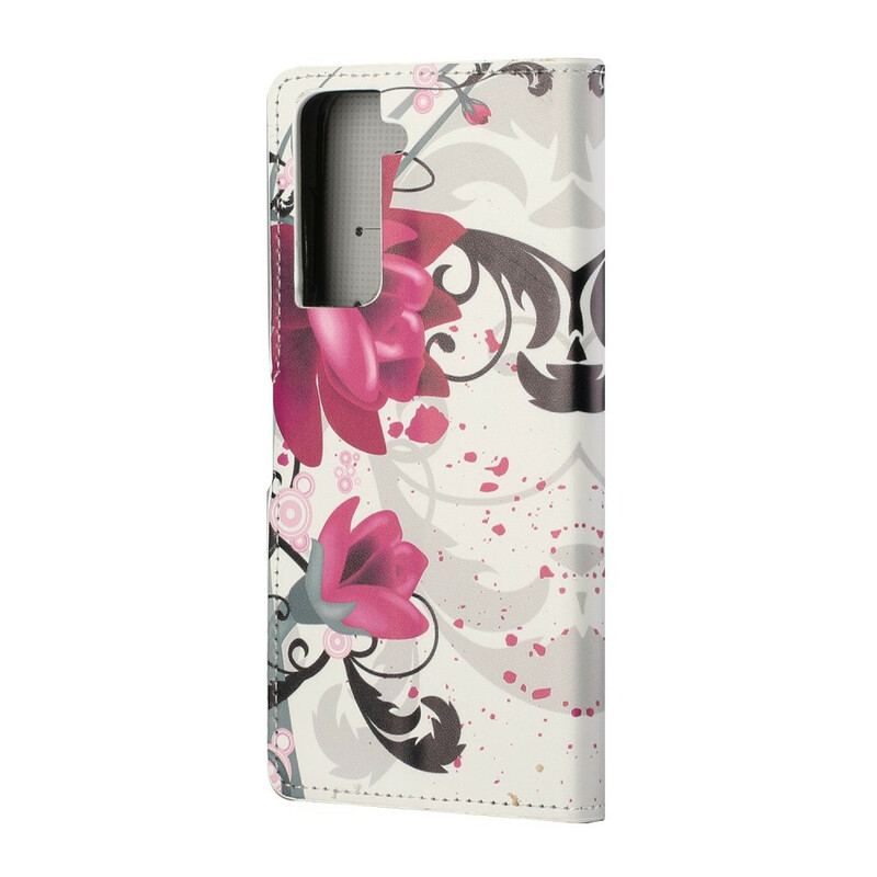 Flip Cover Samsung Galaxy S21 5G Tropiske Blomster