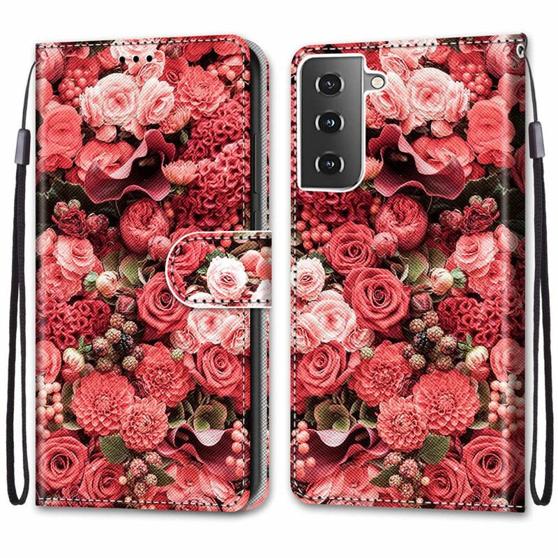 Læder Cover Samsung Galaxy S21 5G Blomsterromantik