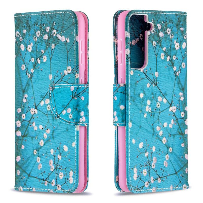 Læder Cover Samsung Galaxy S21 5G Blomstrende Træ