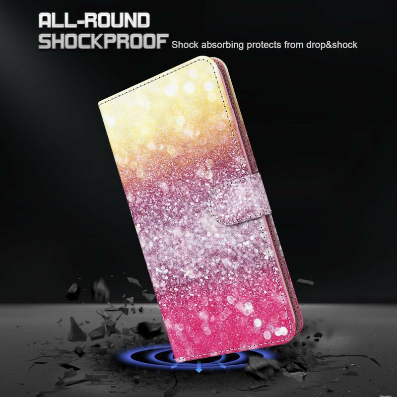 Læder Cover Samsung Galaxy S21 5G Magenta Glitter Gradient