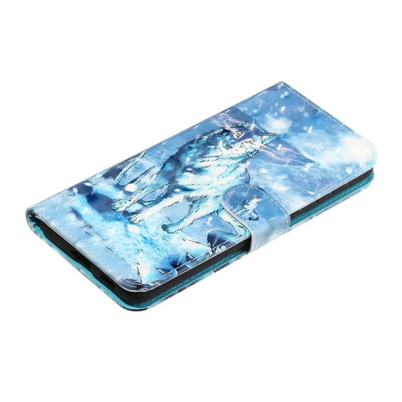 Læder Cover Samsung Galaxy S21 5G Med Snor Wolf Light Spotlights Med Rem