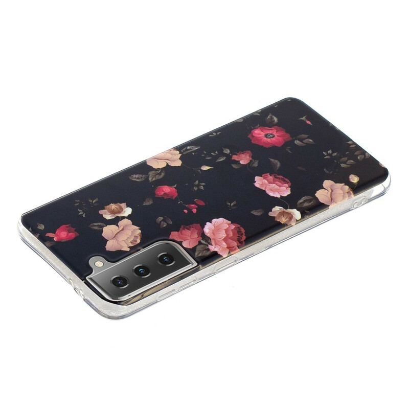 Mobilcover Samsung Galaxy S21 5G Fluorescerende Blomsterserie