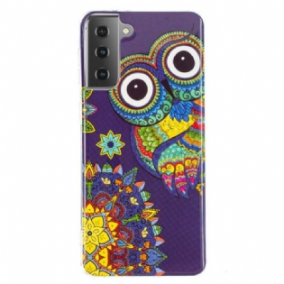 Mobilcover Samsung Galaxy S21 5G Fluorescerende Ugle Mandala