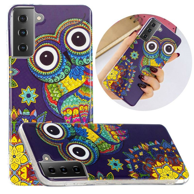 Mobilcover Samsung Galaxy S21 5G Fluorescerende Ugle Mandala