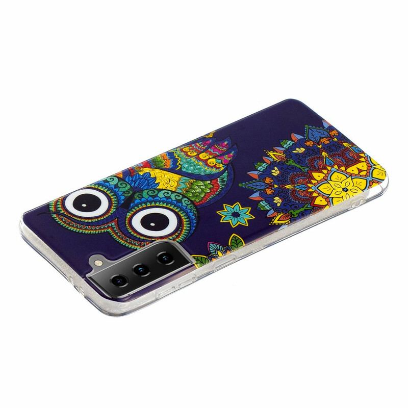 Mobilcover Samsung Galaxy S21 5G Fluorescerende Ugle Mandala