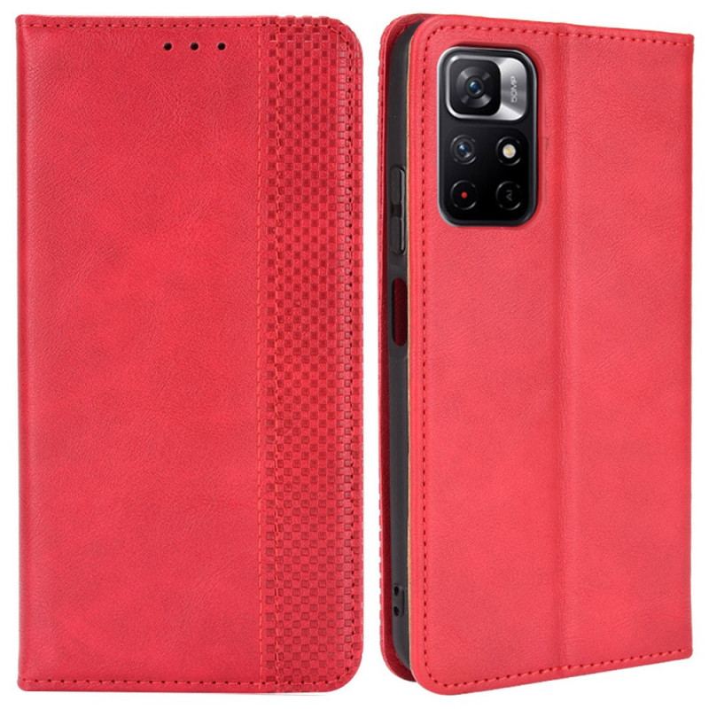 Cover Poco M4 Pro 5G Flip Cover Stiliseret Vintage Lædereffekt