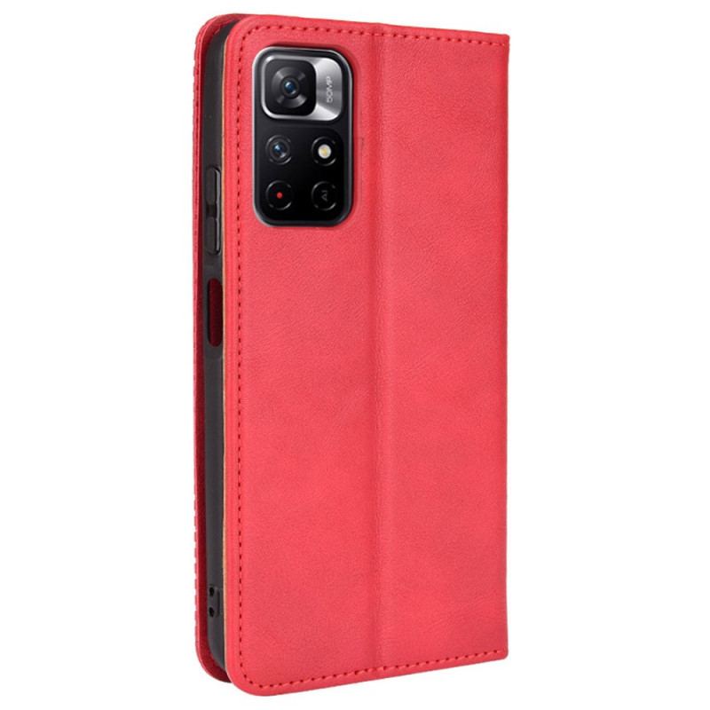 Cover Poco M4 Pro 5G Flip Cover Stiliseret Vintage Lædereffekt