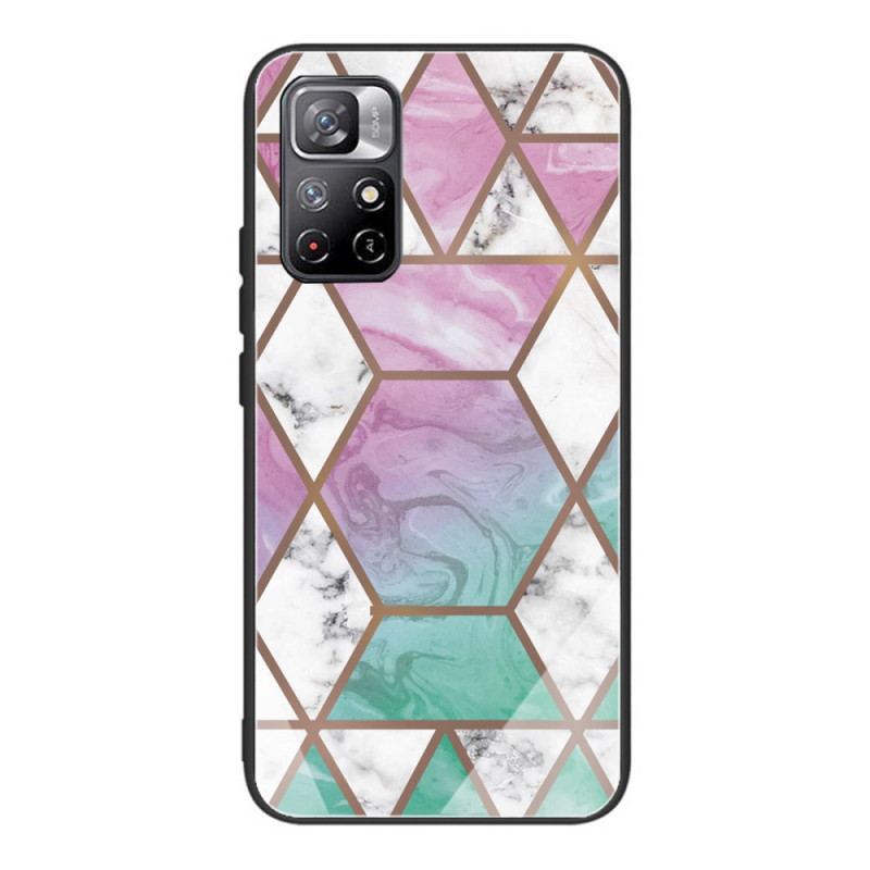 Cover Poco M4 Pro 5G Geometrisk Marmor Hærdet Glas